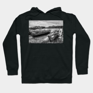 Black And White Derwentwater Wooden Rowing Boats Hoodie